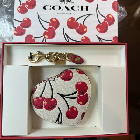 Coach Cherry Print Heart Coin Purse - Picture 7 of 9